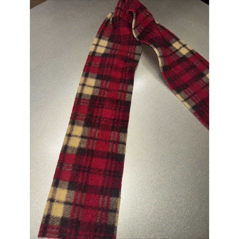 Plaid Fleece Doll Scarf - Classic Red & Tan Tartan Accessory
